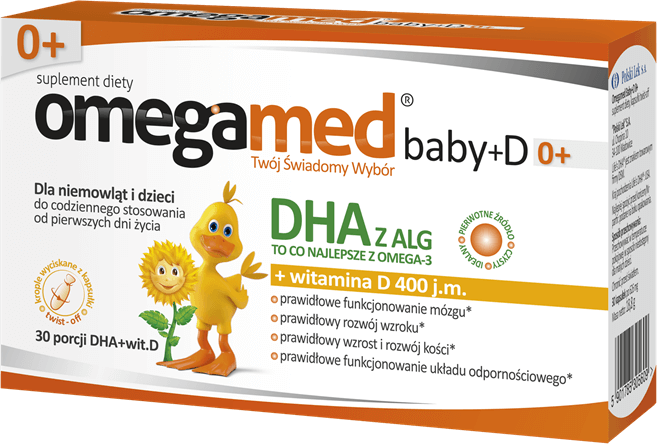 Omegamed Baby +D 0+ , kapsułki twist off z DHA i witaminą D dla niemowląt i dzieci, 30 szt.