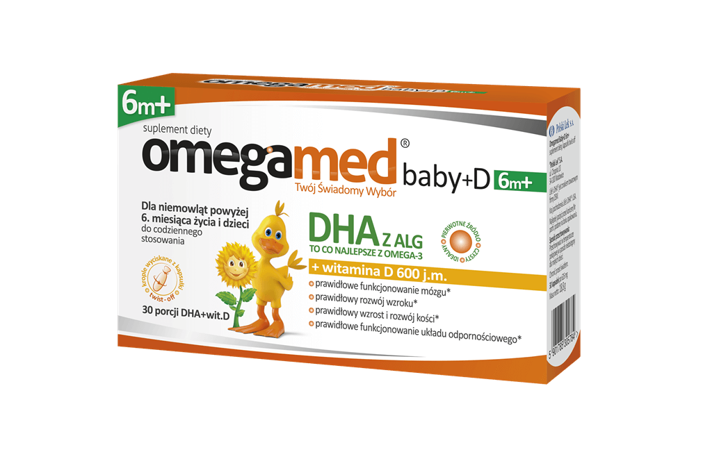 Omegamed Baby +D 6m+, kapsułki twist off z DHA i witaminą D dla niemowląt, 30 SZT. KRÓTKA DATA 30.06.2025