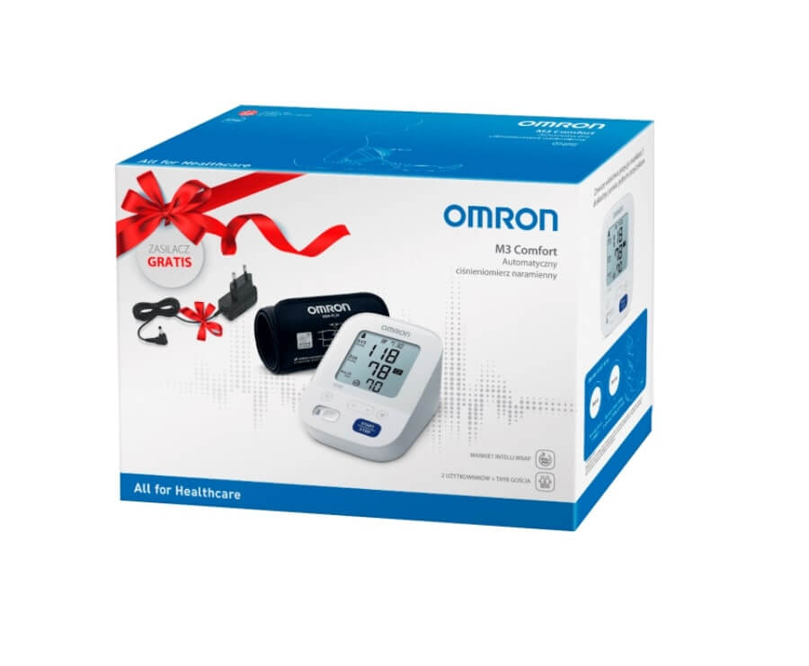 Omron M3 Comfort Ciśnieniomierz naramienny + zasilacz, do monitorowania ciśnienia w warunkach domowych, 1 szt.