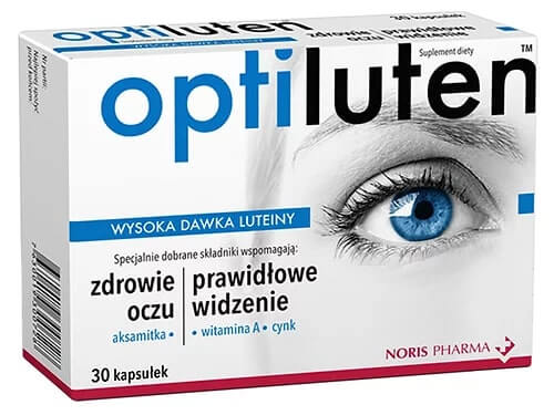 Optiluten , kapsułki ze składnikami wspomagającymi zdrowie oczu, 30 szt.
