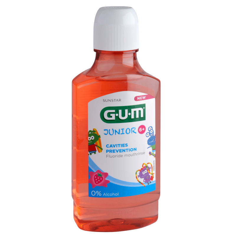 SUNSTAR GUM JUNIOR, płyn do płukania jamy ustnej dla dzieci o smaku truskawkowym, 300 ml