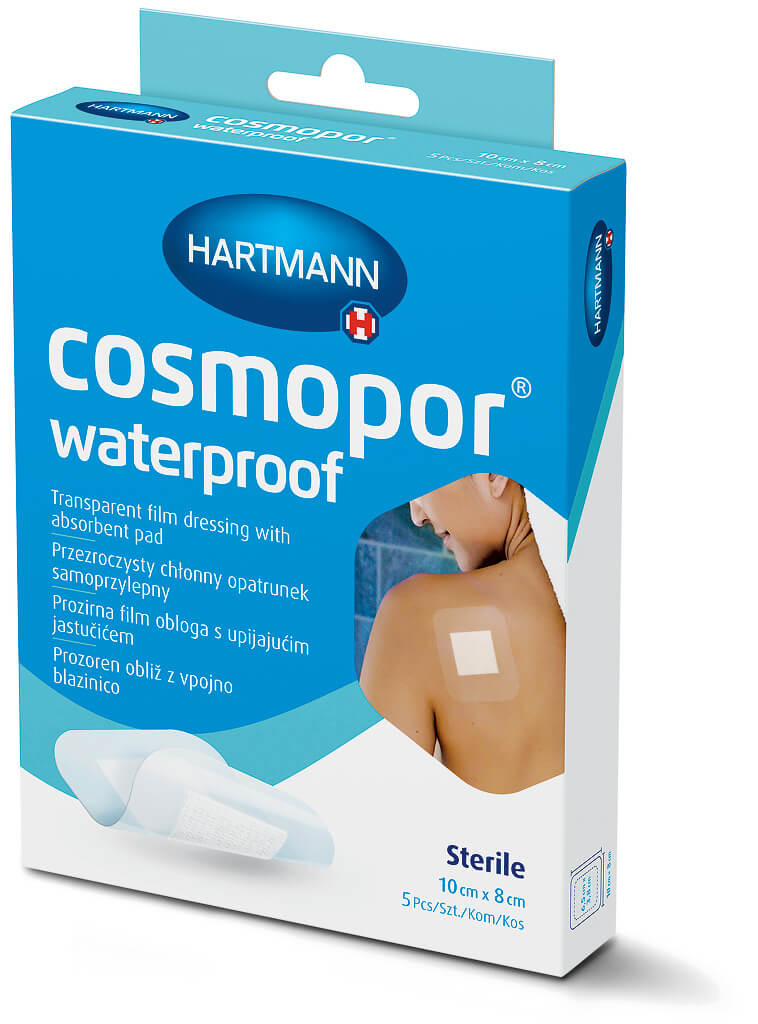Cosmopor waterproof , opatrunek samoprzylepny przezroczysty 10 cm x 8 cm, 5 szt.