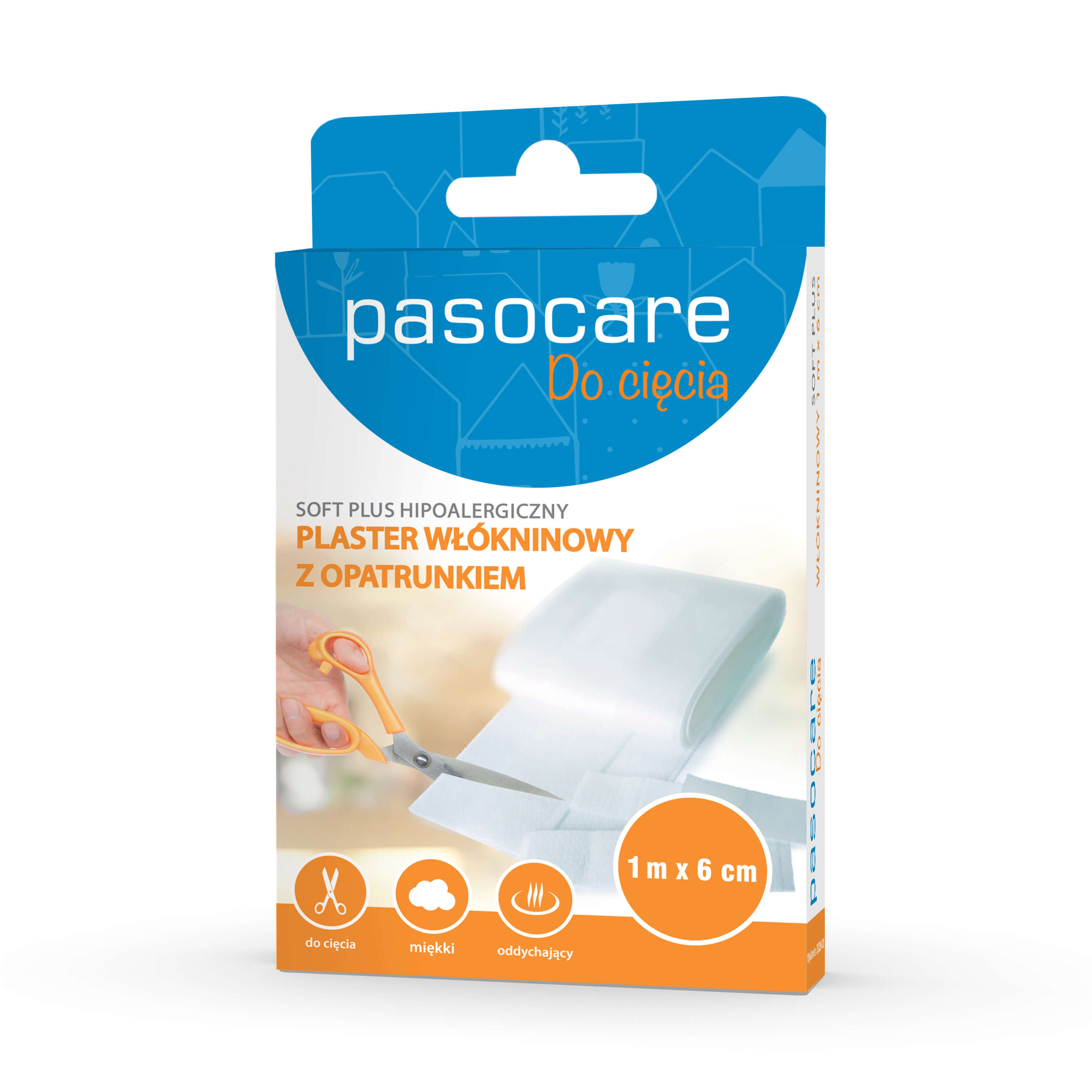 PASO Plaster, plaster włókninowy z opatrunkiem, 1 m x 6 cm, 1 szt.