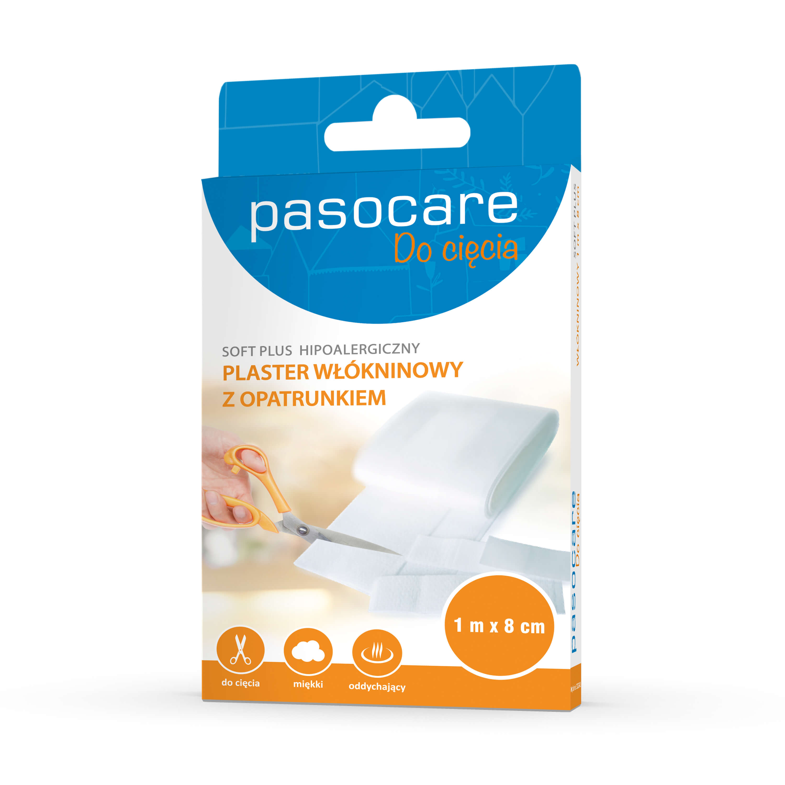 Pasocare Plastry do cięcia, z włókninowym opatrunkiem o wymiarach 1 m x 8 cm, 1 szt.
