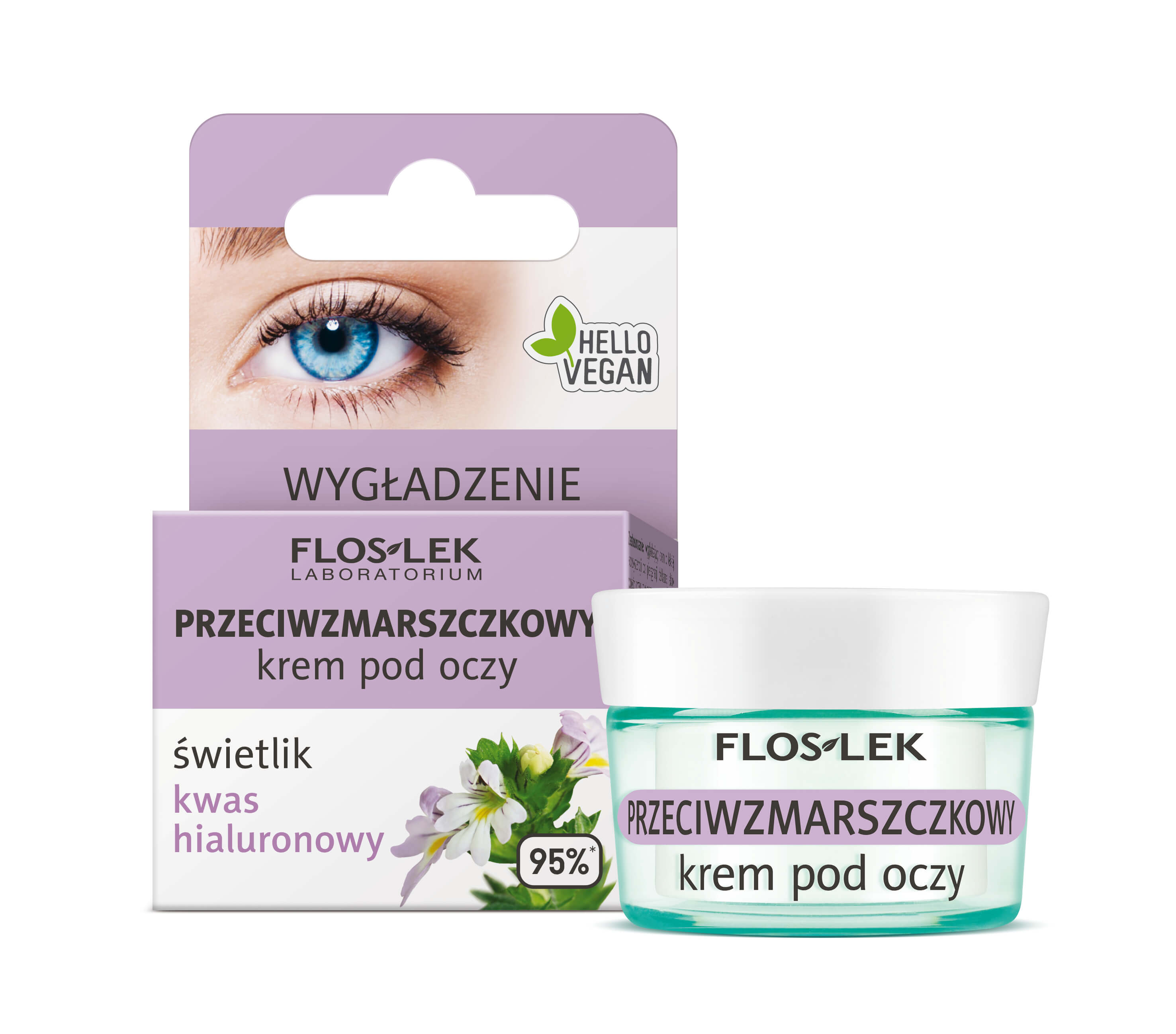 Flos-Lek Przeciwzmarszczkowy, krem pod oczy ze świetlikiem i kwasem hialuronowym, 15 ml