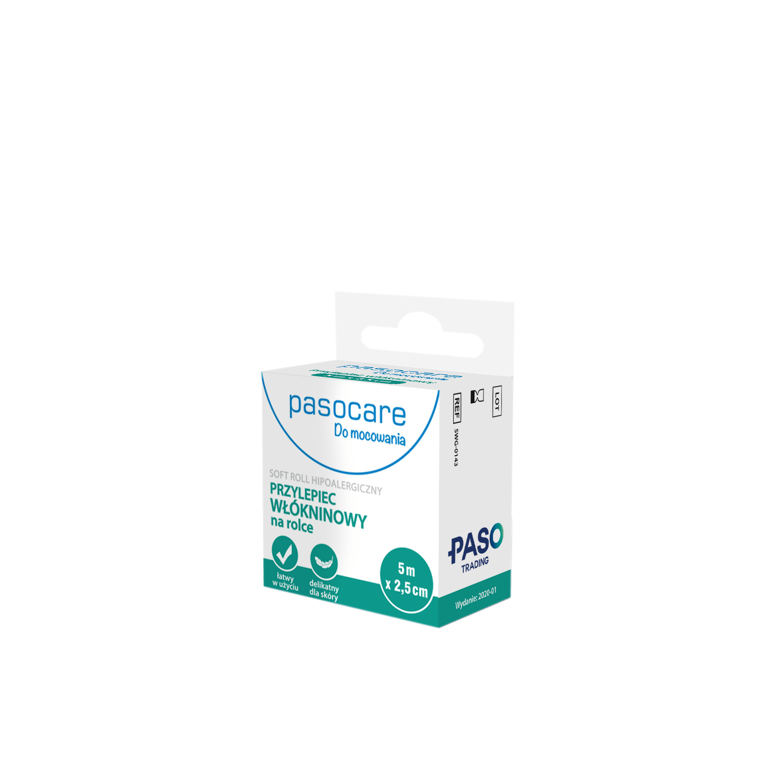 PASO Przylepiec włókninowy  na rolce do mocowania 5 m x 2,5 cm, 1 szt.