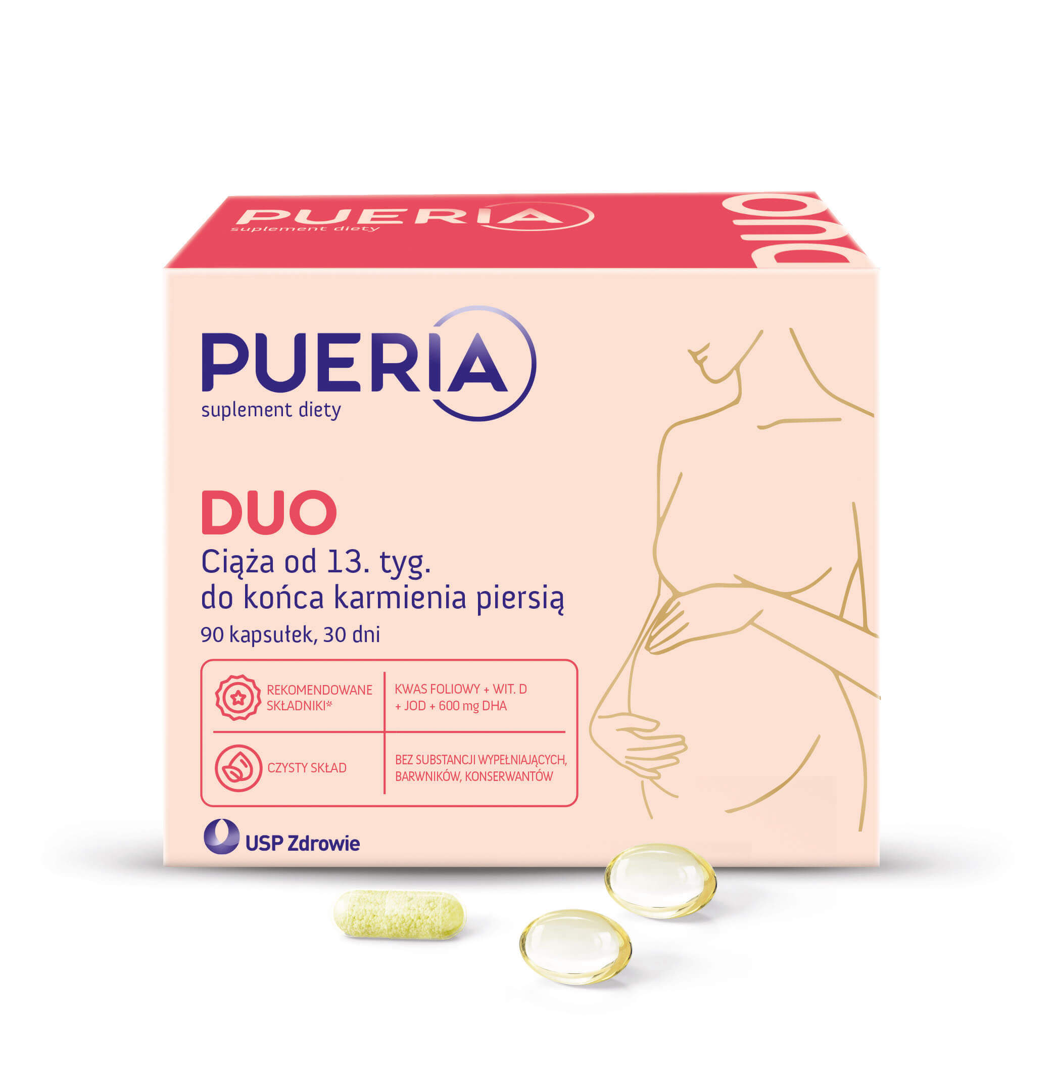 Pueria Duo, kapsułki z witaminami dla kobiet w ciąży, 90 szt.