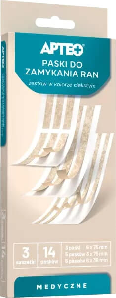 Paski do zamykania ran APTEO w kolorze cielistym, 3 sasz.