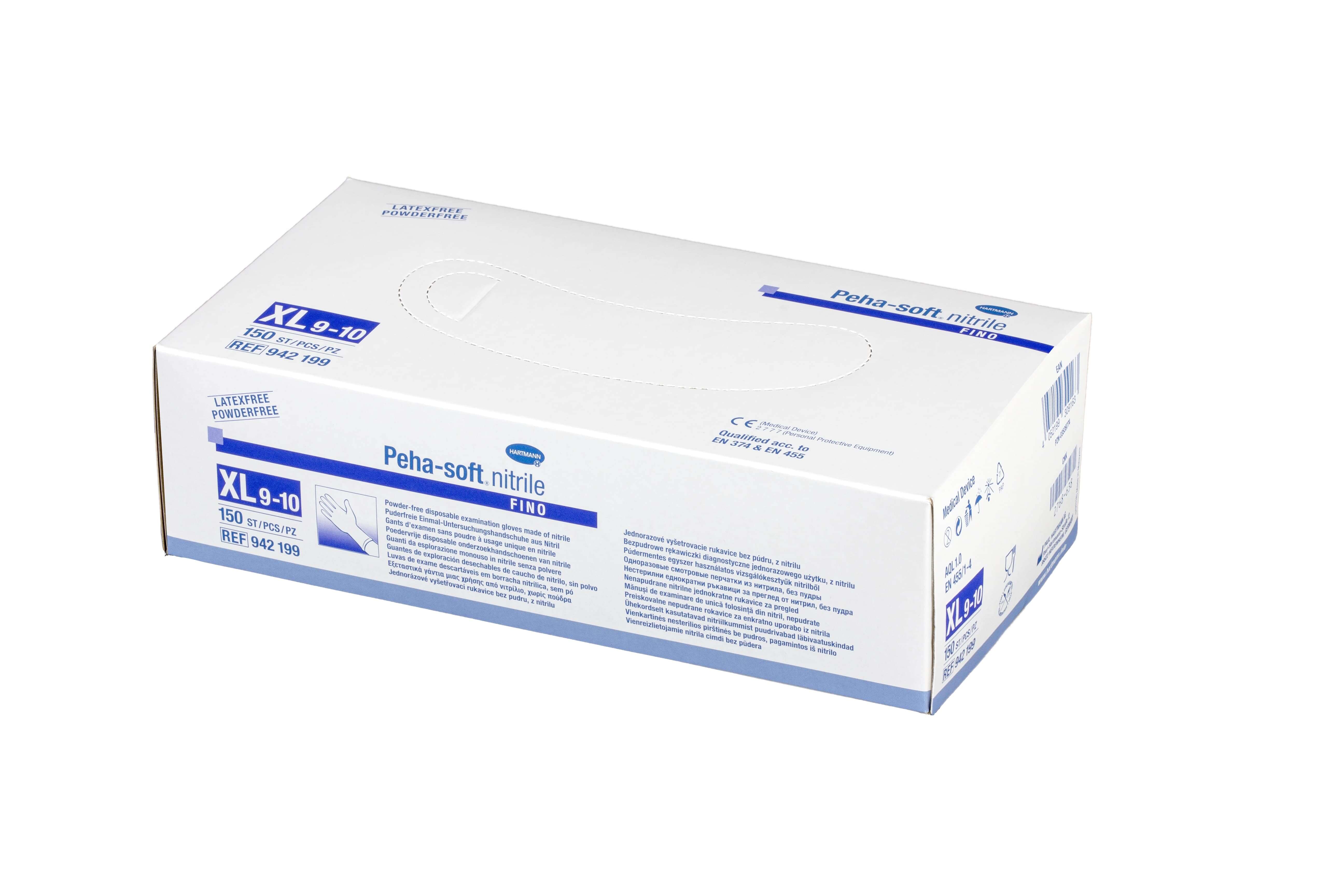Rękawice PEHA-SOFT , diagnostyczne nitrile fino rozmiar XL, 150 szt.