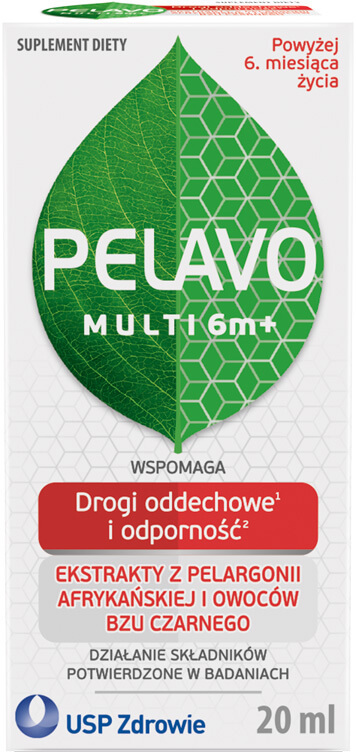 Pelavo Multi 6m+, krople ze składnikami wspierającymi drogi oddechowe i odporność dla dzieci, 20 ml