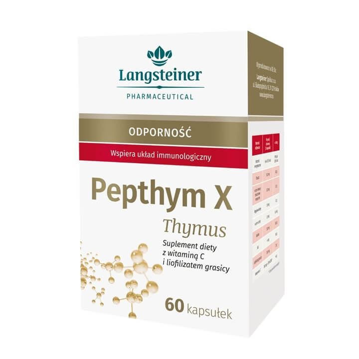 Pepthym X Thymus , kapsułki ze składnikami wspierającymi układ odpornościowy, 60 szt.