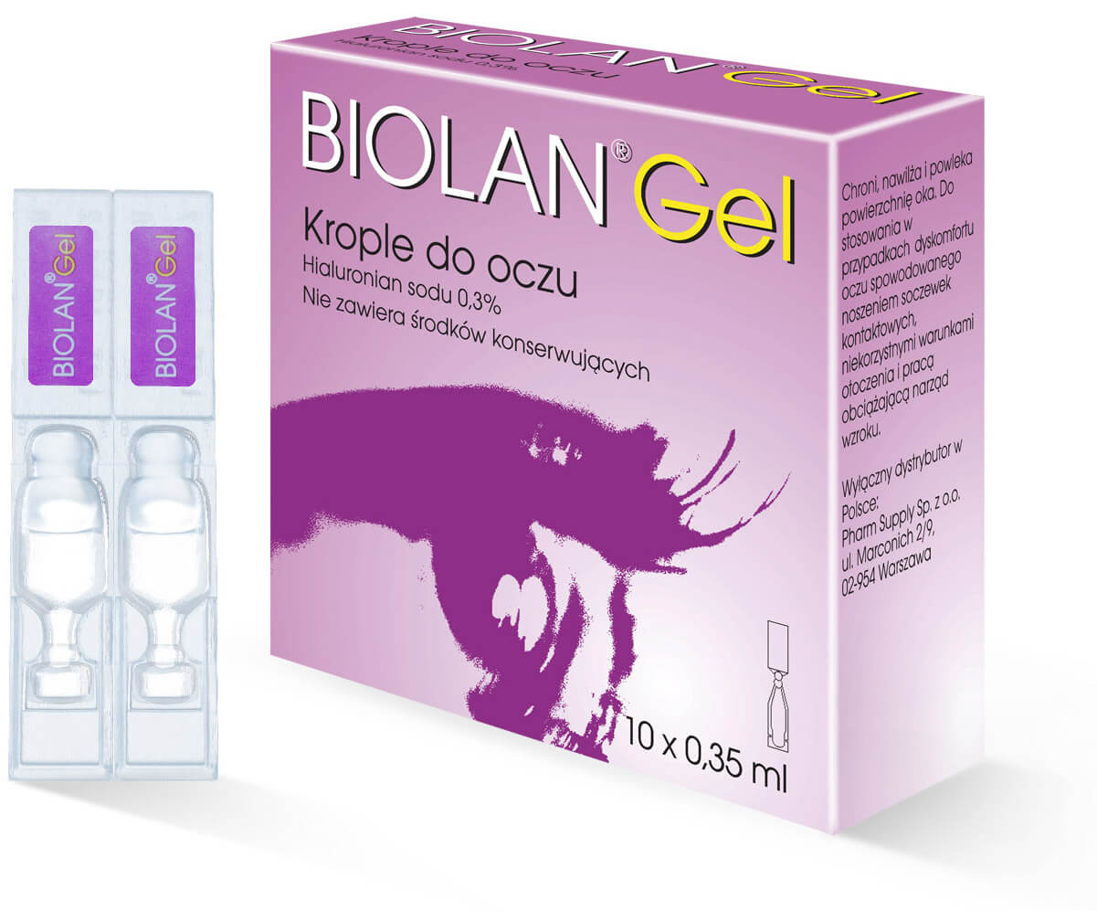 Biolan Gel 0,3% , krople do oczu nawilżające, 10 minimsów po 0,35 ml