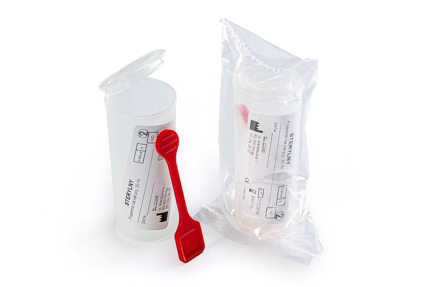 Pojemnik na kał sterylny z naklejką, 20 ml