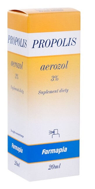 Propolis 3%, aerozol ze składnikami pomagającymi w stanach przeziębienia i grypy, 20 ml