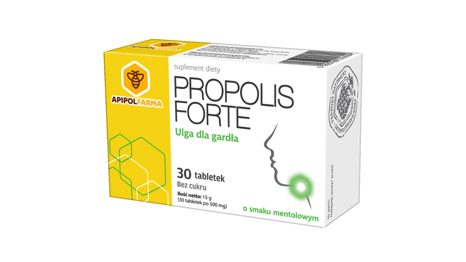 Propolis Forte , tabletki o smaku mentolowym łagodzące ból gardła, 30 szt.