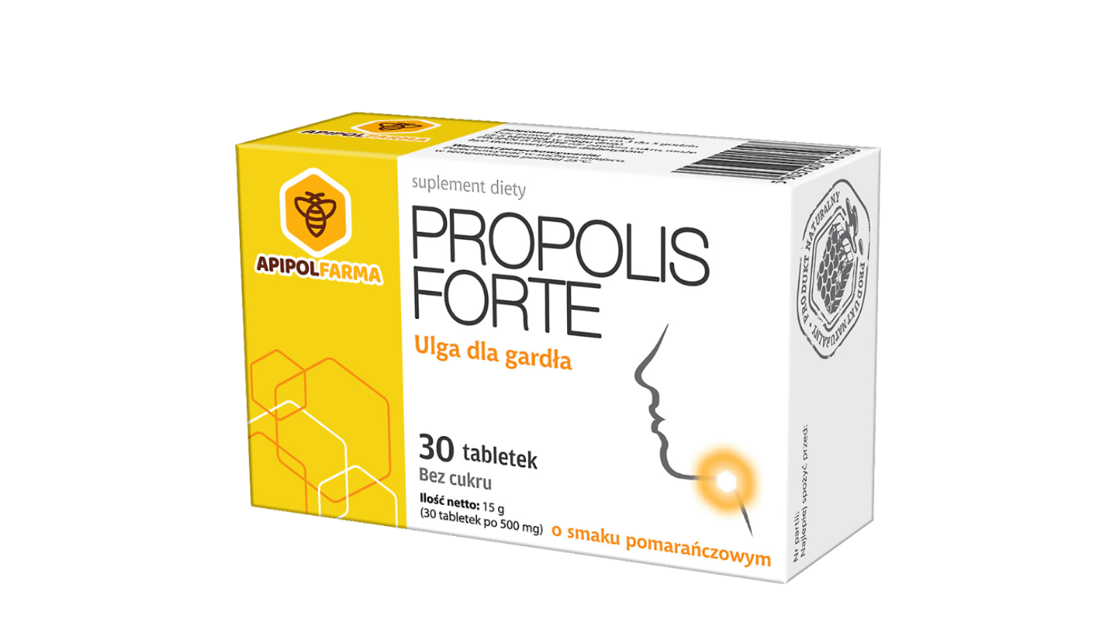 Propolis Forte, tabletki do ssania o smaku pomarańczowym łagodzące ból gardła, 30 szt.