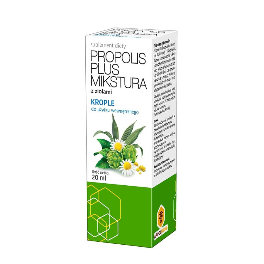 Propolis Plus Mikstura, krople z wyciągami ziołowymi, 20 ml