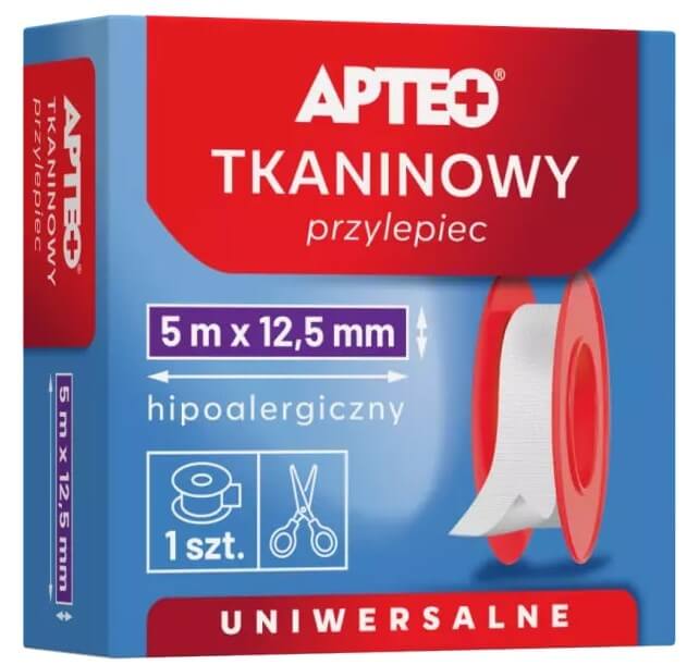 Przylepiec tkaninowy hipoalergiczny APTEO pl 5 m x 12,5 mm, 1 szt.