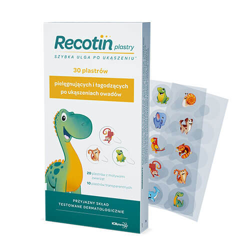 Recotin Plastry, łagodzące po ukąszeniu owadów dla dzieci, 30 szt.