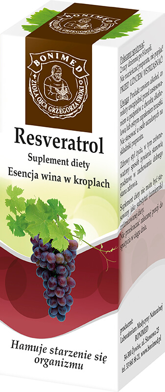 Resveratrol,  krople zawierające ekstrakt ze skórek winogron, 20 ml