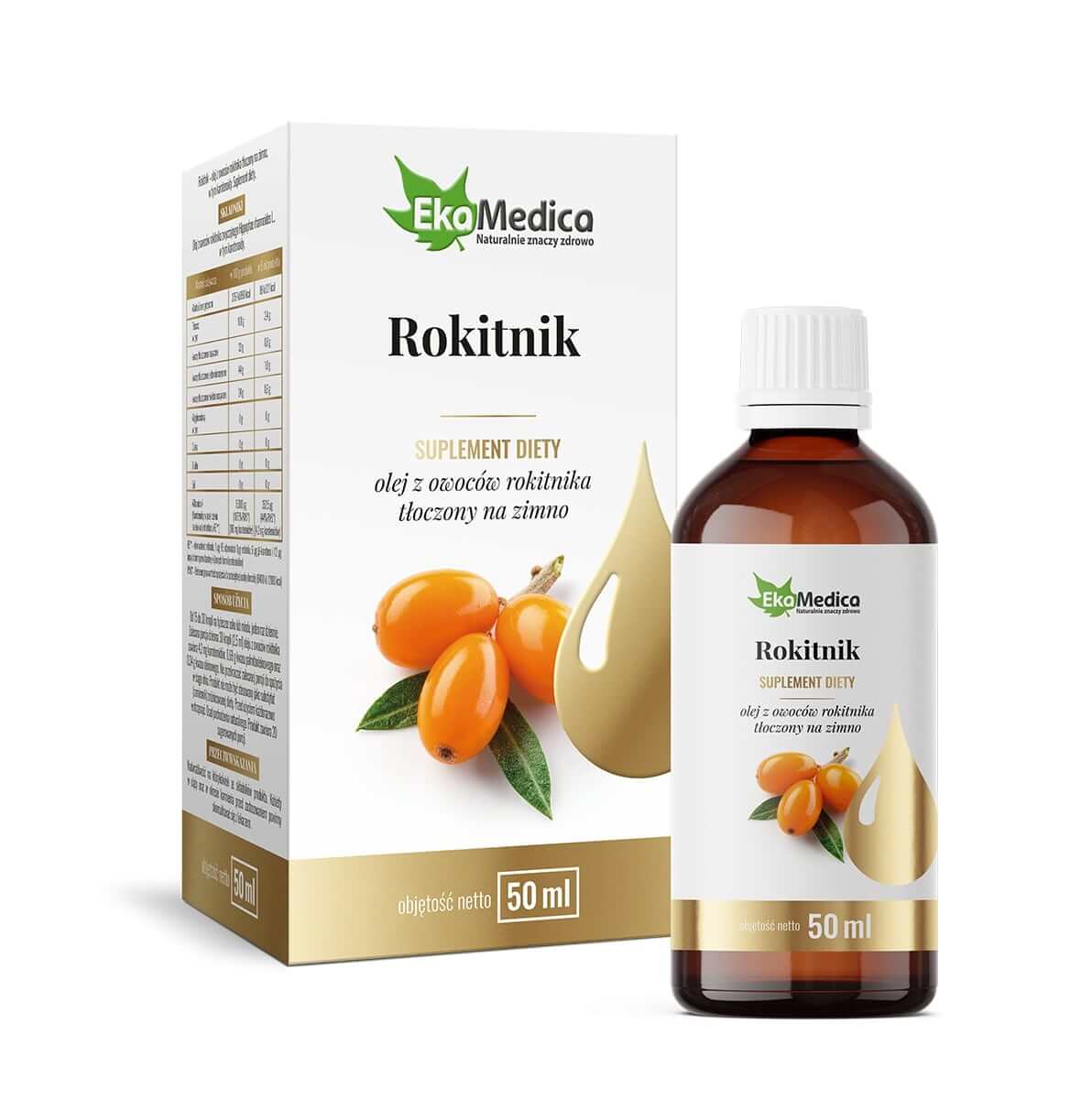EkaMedica Rokitnik , olej z owoców tłoczony na zimno, 50 ml
