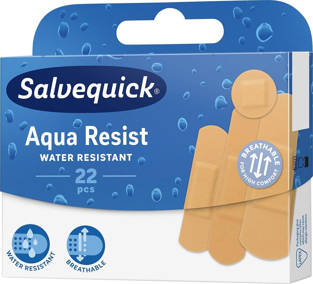 Salvequick Aqua Resist , plastry wodoodporne różne rozmiary, 22 szt.