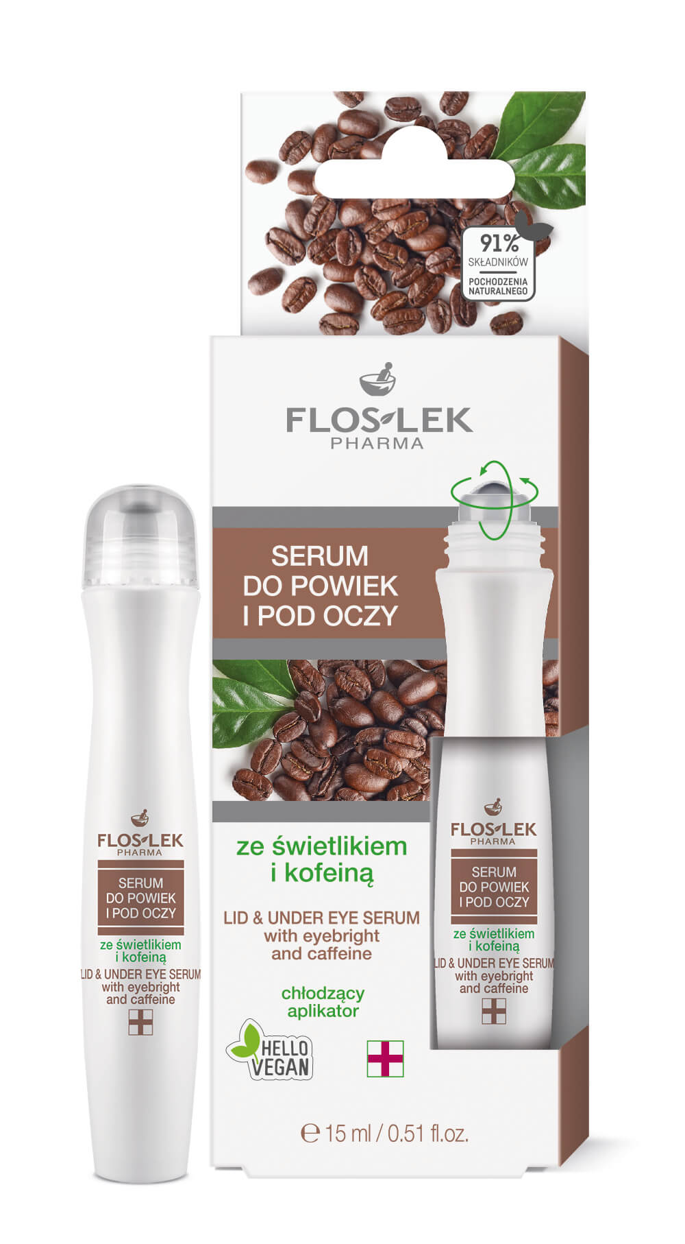 Flos-Lek Serum , do powiek i pod oczy ze świetlkiem i kofeiną, 15 ml