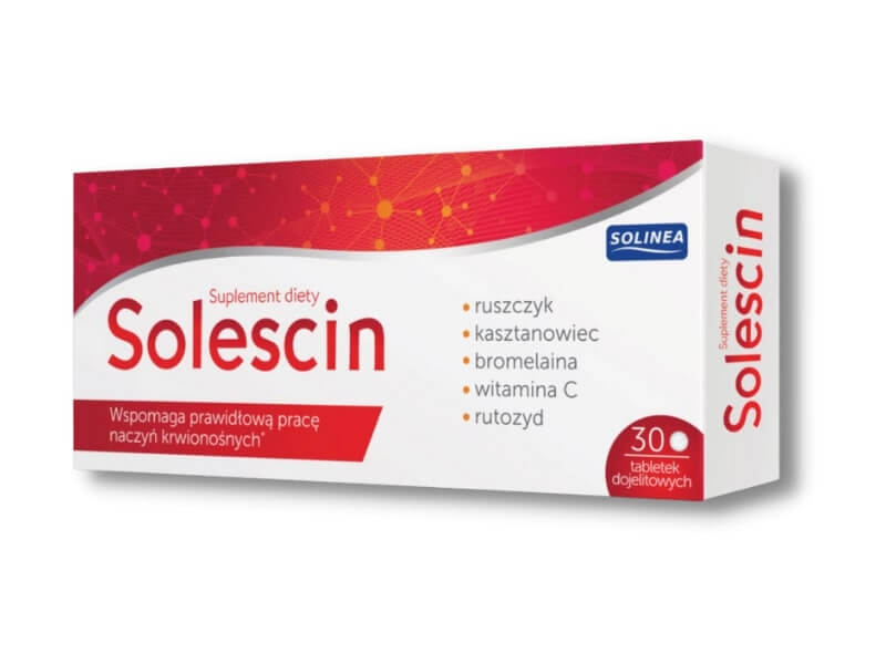 Solescin , tabletki ze składnikami wspomagającymi funkcjonowanie naczyń krwionośnych, 30 szt.