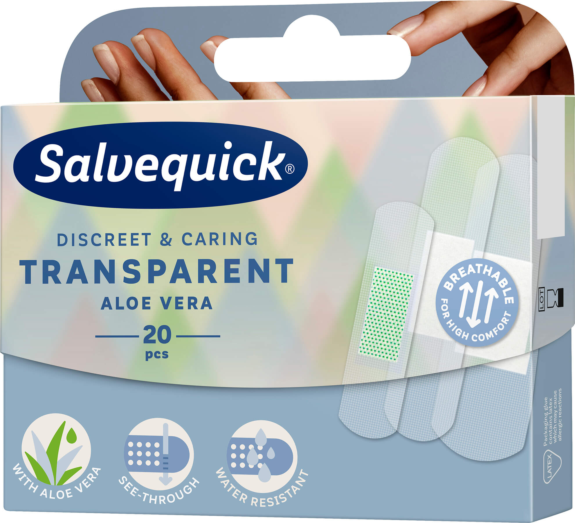 Salvequick Transparent Aloe Vera , plastry transparentne z wyciągiem z aloesu, 20 szt.