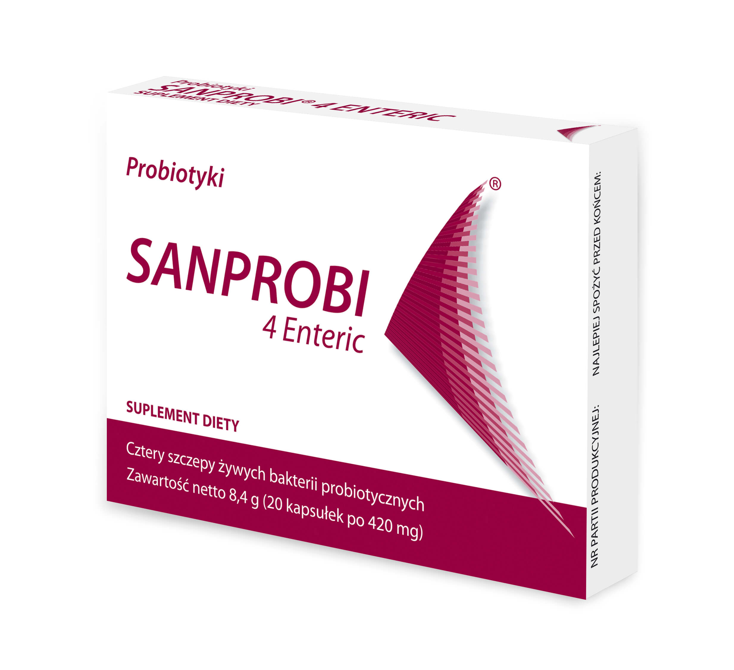 Sanprobi 4 Enteric, kapsułki z czterema szczepami bakterii probiotycznych, 20 szt.