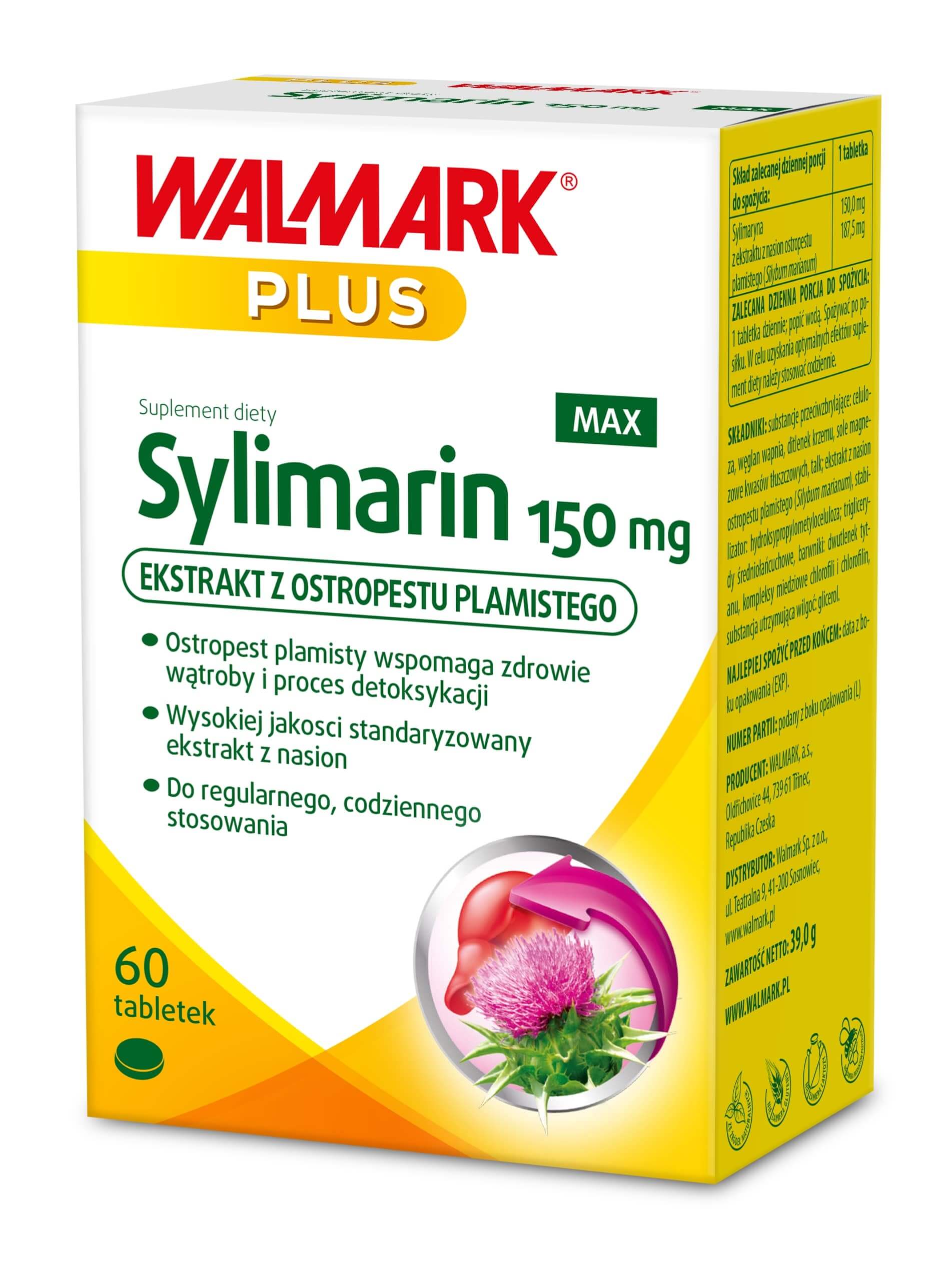 Sylimarin MAX , kapsułki z ekstraktem z ostropestu plamistego, 60 szt.