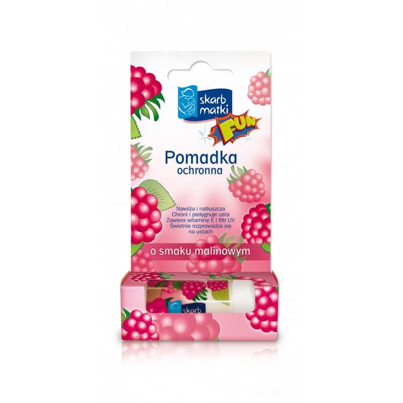 Skarb Matki Pomadka pomadka pielęgnacyjna do ust o smaku malinowym, 6,5 g