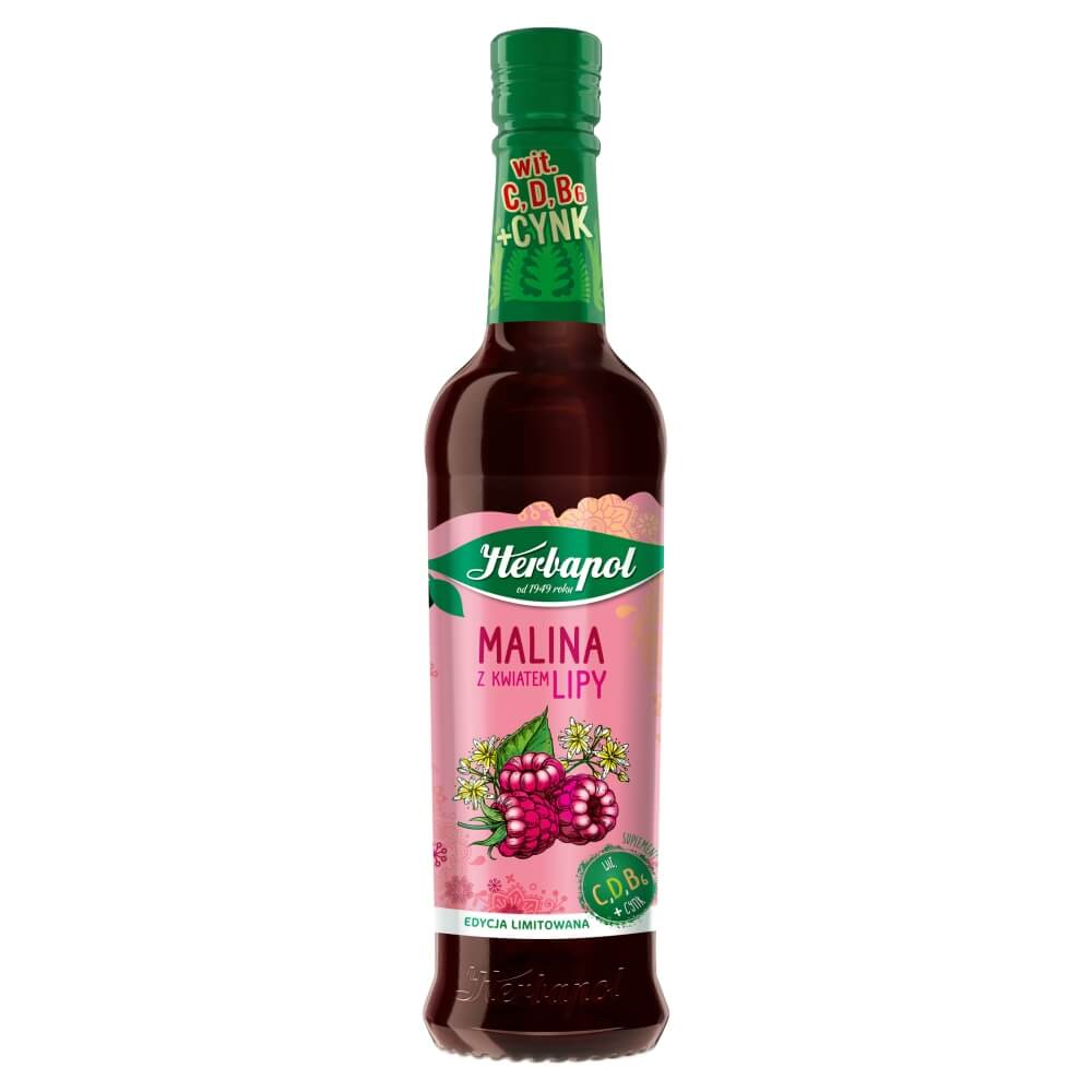 Syrop malina z lipą , z witaminą C i cynkiem, 420 ml