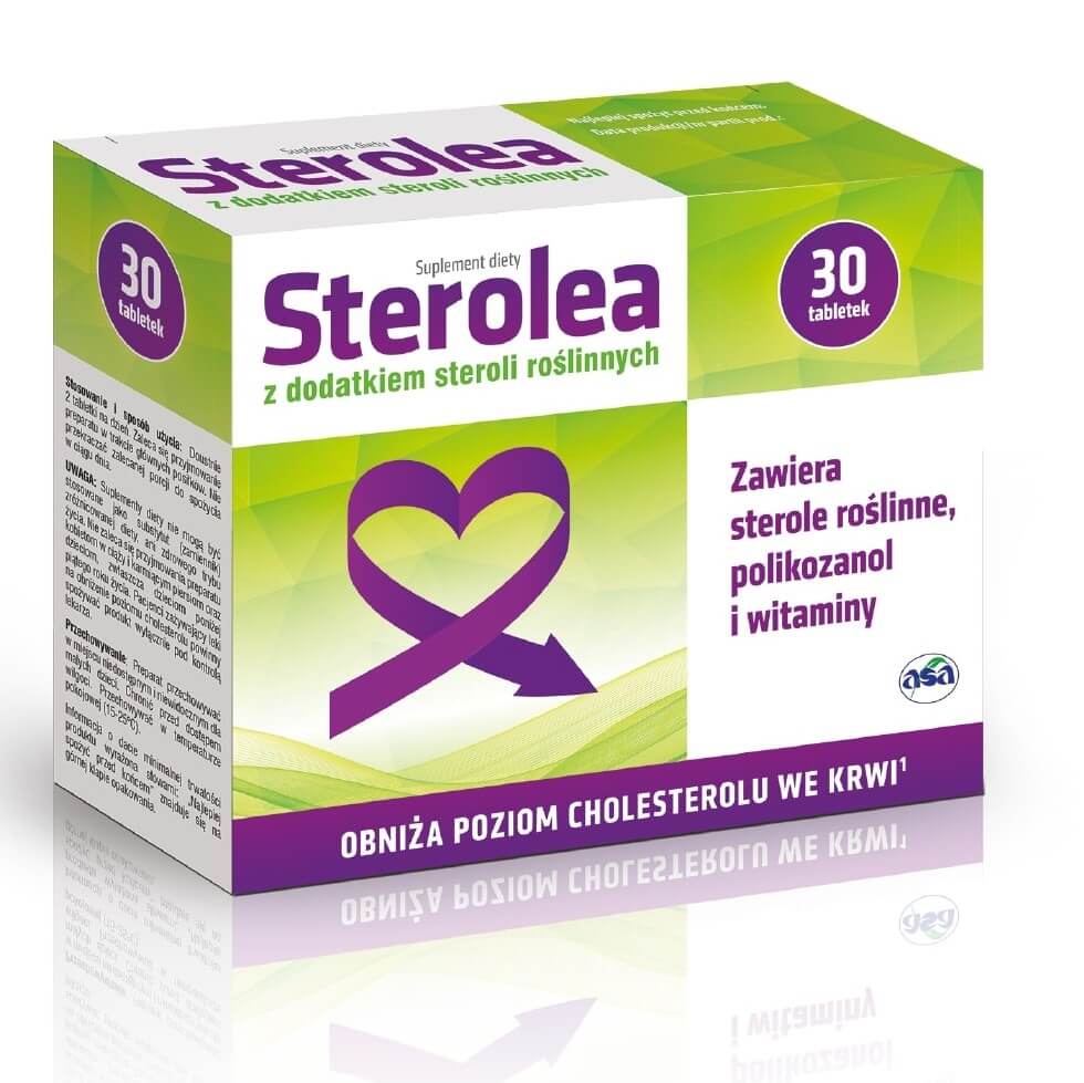 Sterolea, tabletki powlekane obniżające poziom cholesterolu we krwi, 30 szt.