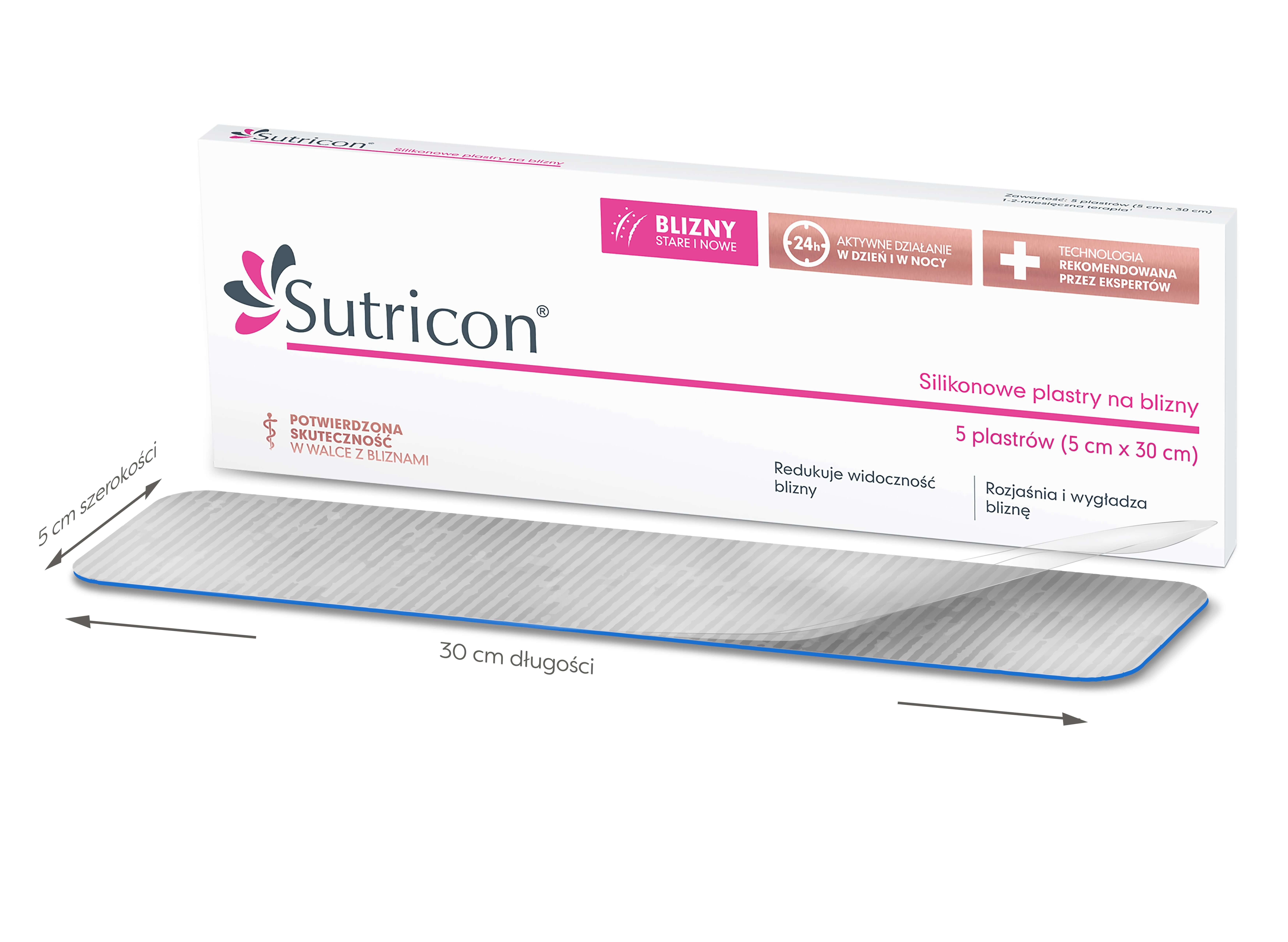 Sutricon plastry silikonowe na blizny 5 x 30 cm, 5 szt.