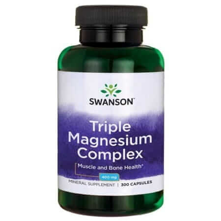 Swanson Triple Magnesium Complex , kapsułki ze składnikami uzupełniającymi codzienną dietę w magnez, 300 szt.