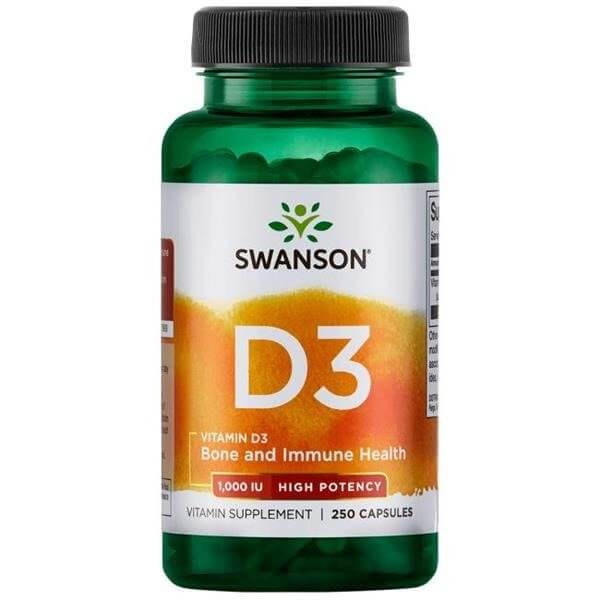 Swanson Witamina D-3 1000IU , kapsułki ze składnikami wspierającymi odporność, 250 szt.