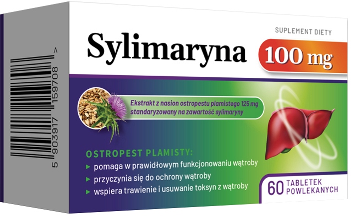 Sylimaryna, tabletki powlekane zawierające ekstrakt z nasion ostropestu, 60 szt.