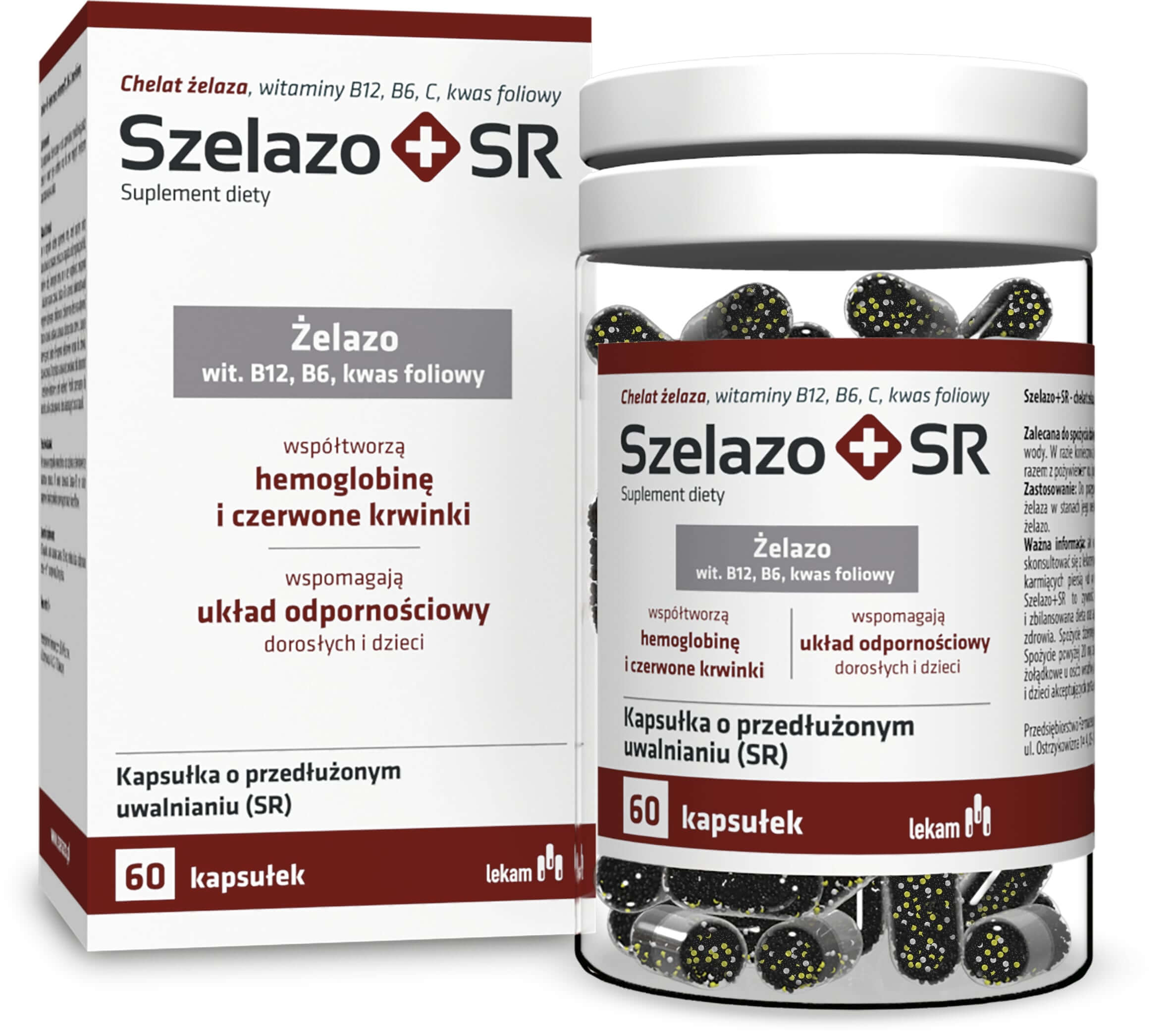 Szelazo+ SR, kapsułki o przedłużonym uwalnianiu ze składnikami uzupełniającymi dietę w żelazo, 60 szt.