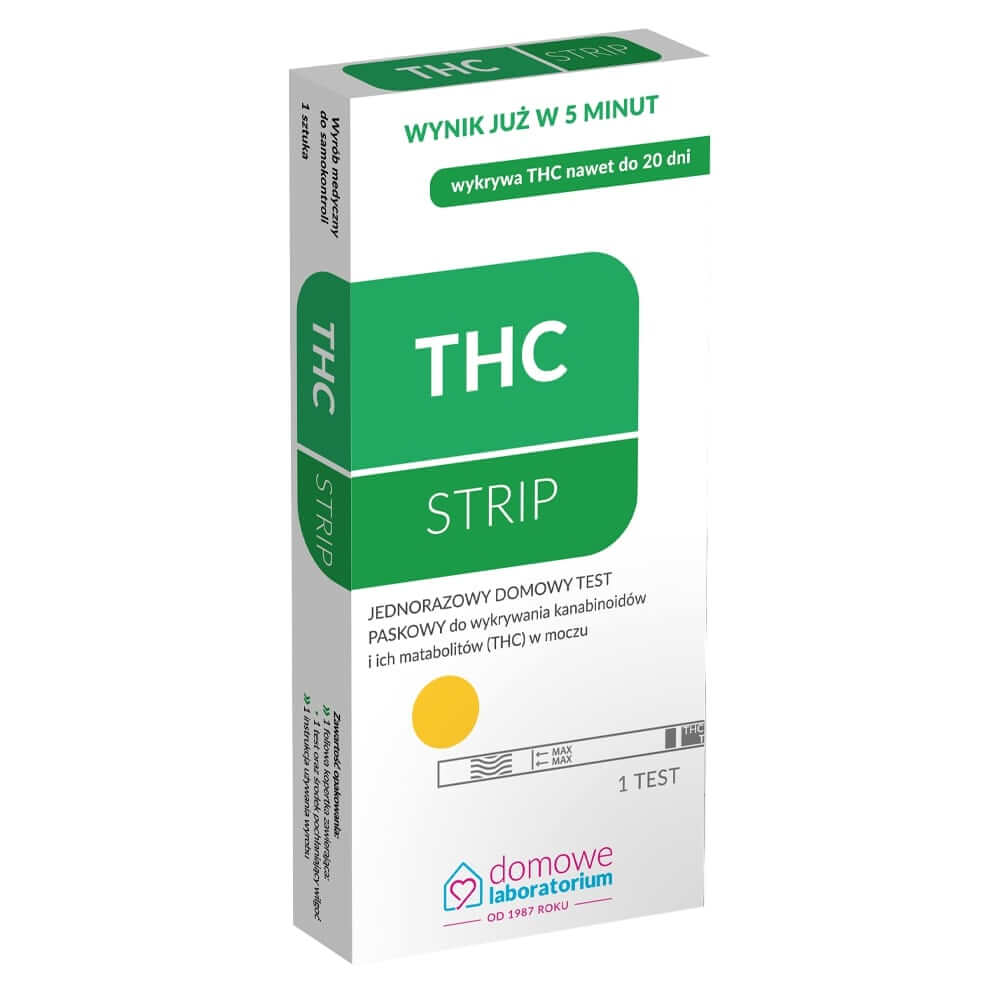 Test THC Strip test do wykrywania narkotyków w moczu, 1 szt.