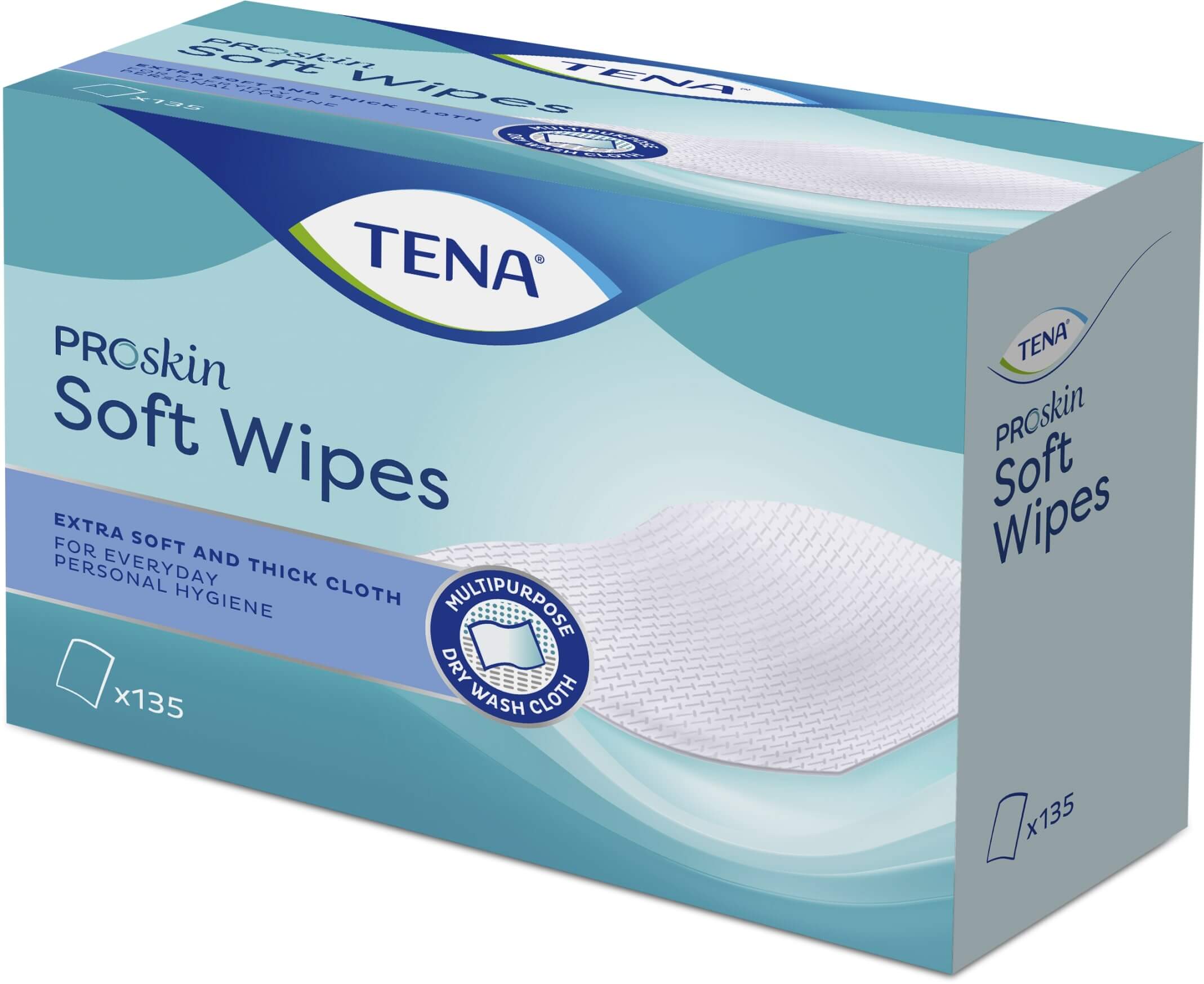 TENA Proskin, chusteczki oczyszczające suche, 135 szt.