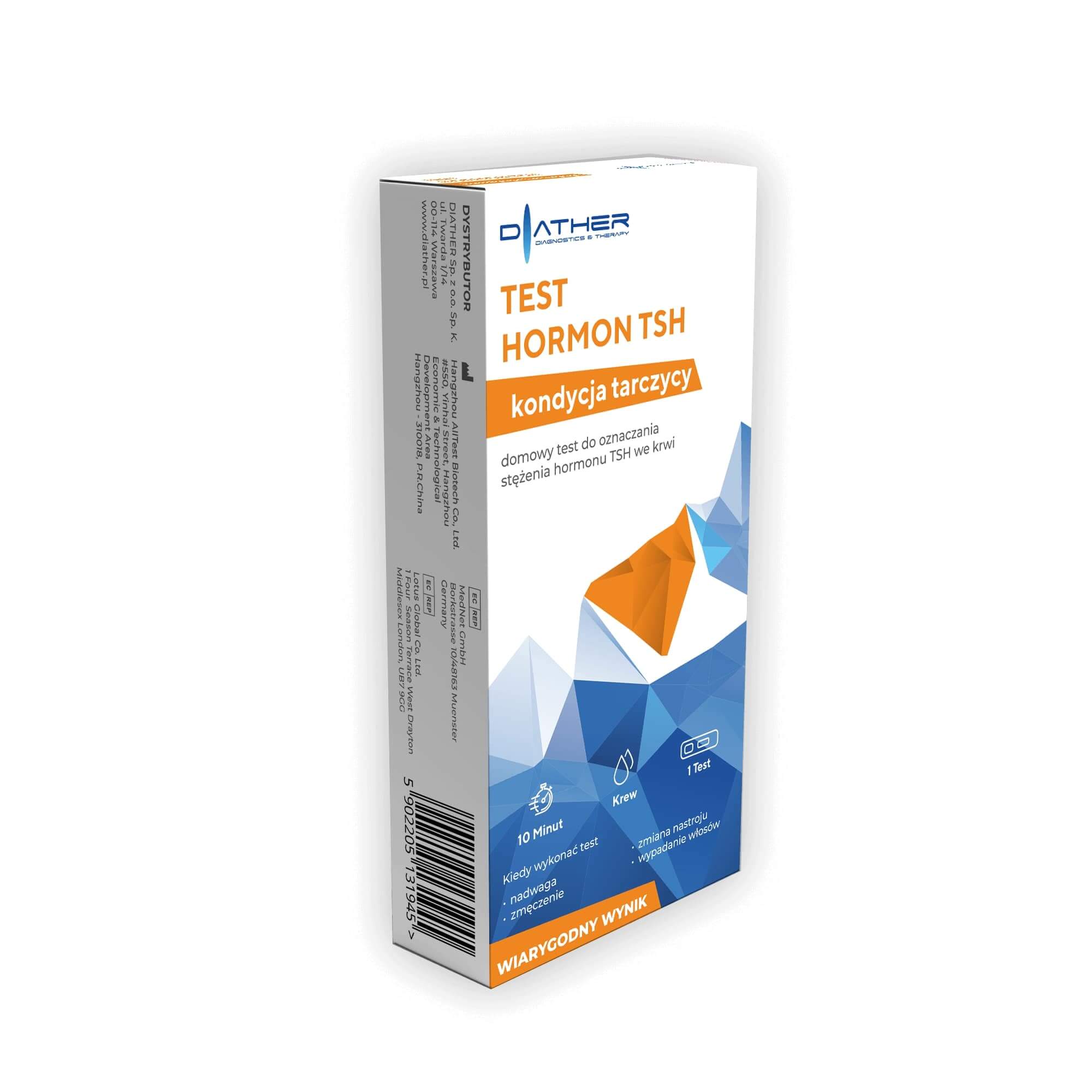 Test Hormon TSH , domowy do oznaczania poziomu hormonu tarczycy, 1 szt.