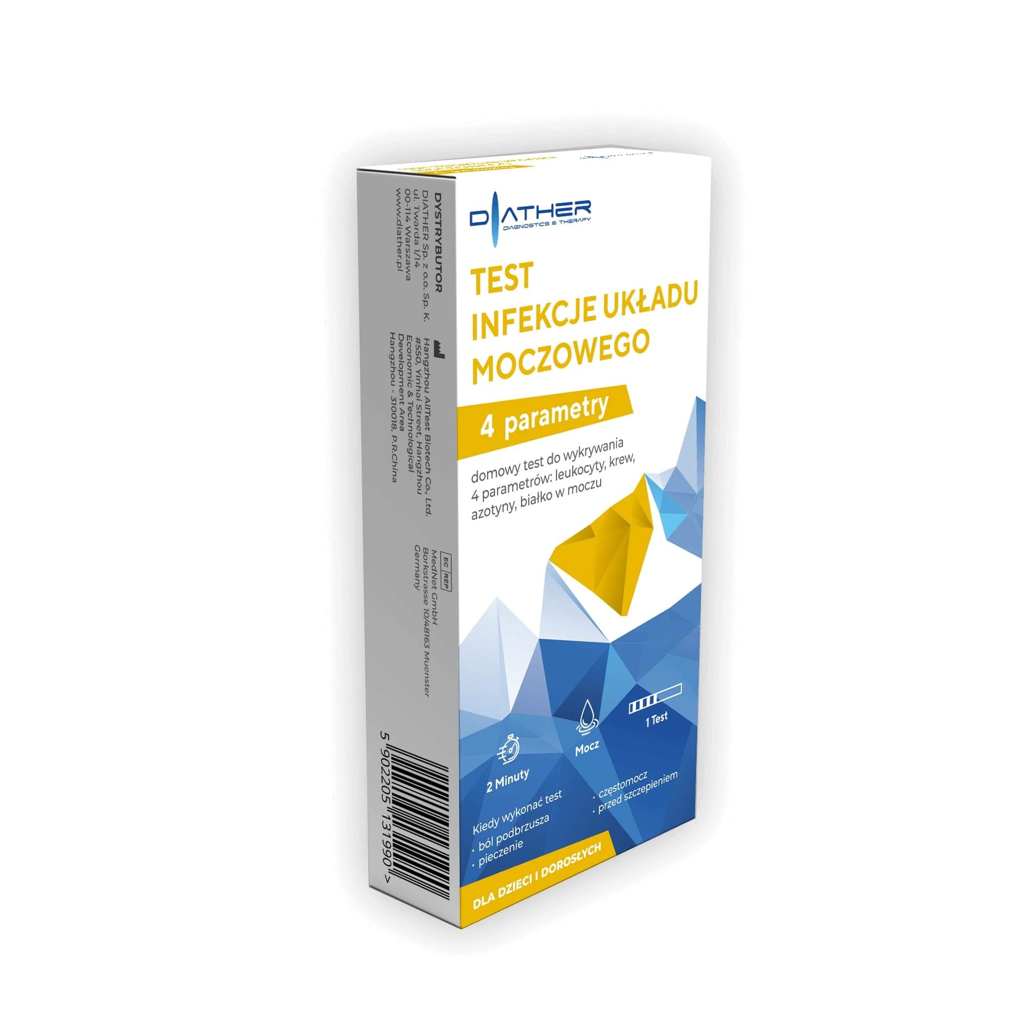 Test Infekcje Układu Moczowego domowy 4 parametry, 1 szt.