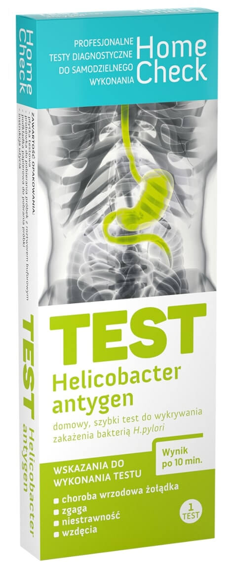Home Check TEST Helicobacter antygen domowy szybki, do wykrywania zakażenia bakterią H. pylori, 1 szt.