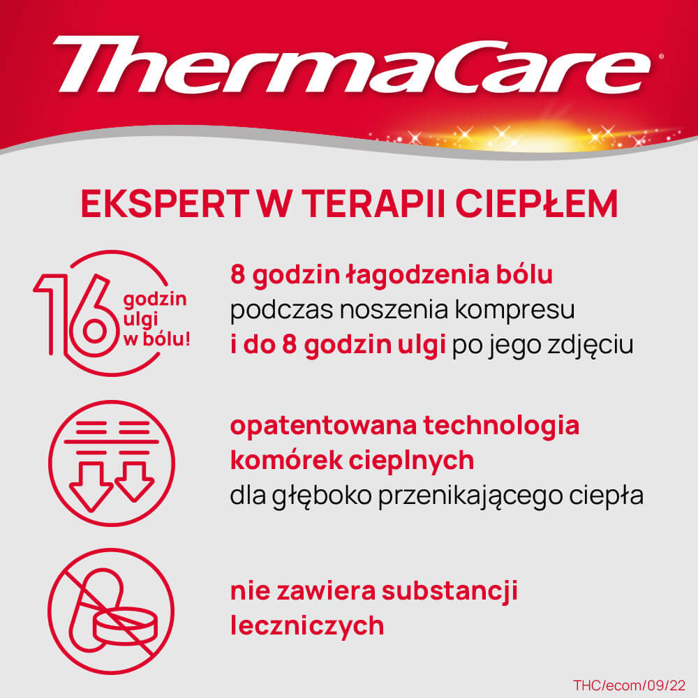 ThermaCare , kompresy rozgrzewające łagodzące ból dolnych okolic pleców, 2 szt.