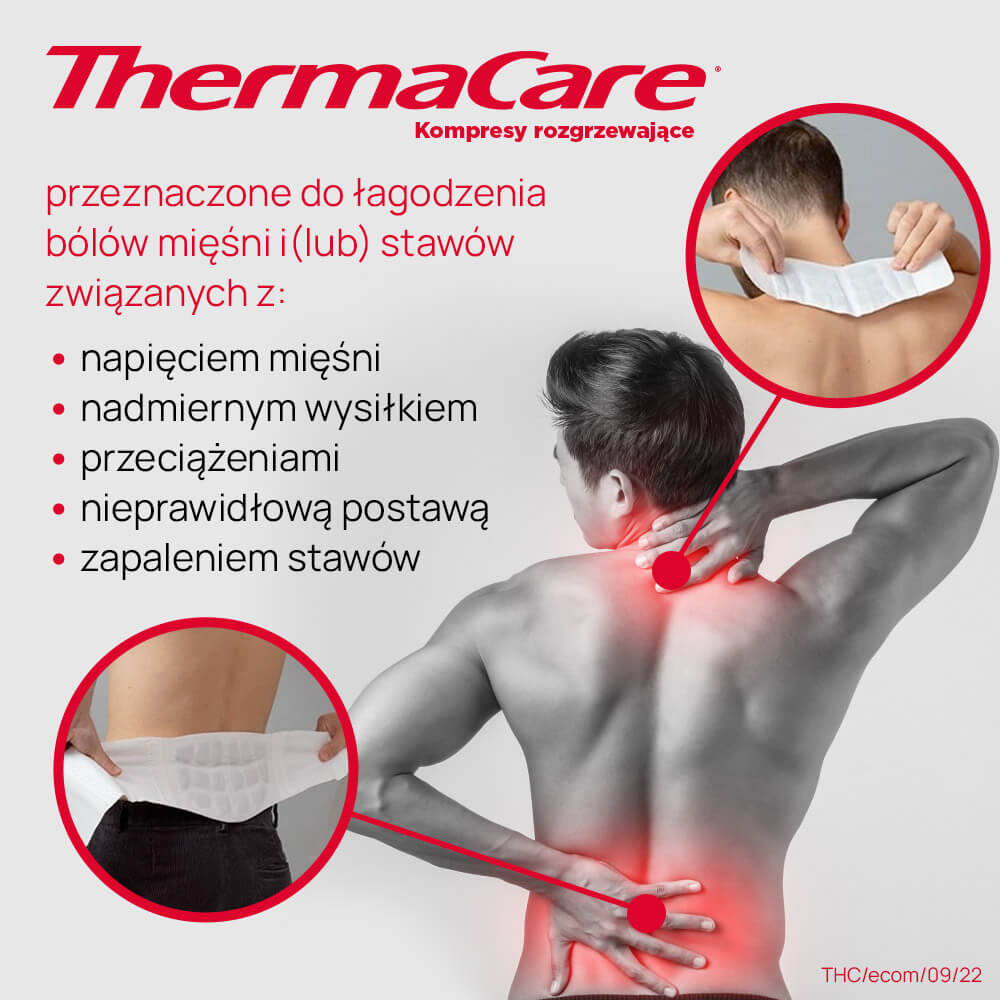 ThermaCare, kompresy rozgrzewające łagodzące ból dolnych okolic pleców, 4 szt.