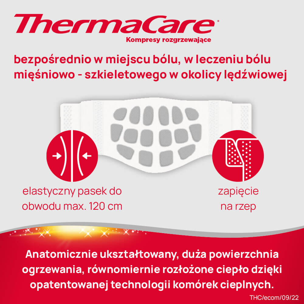 ThermaCare, kompresy rozgrzewające łagodzące ból dolnych okolic pleców, 4 szt.