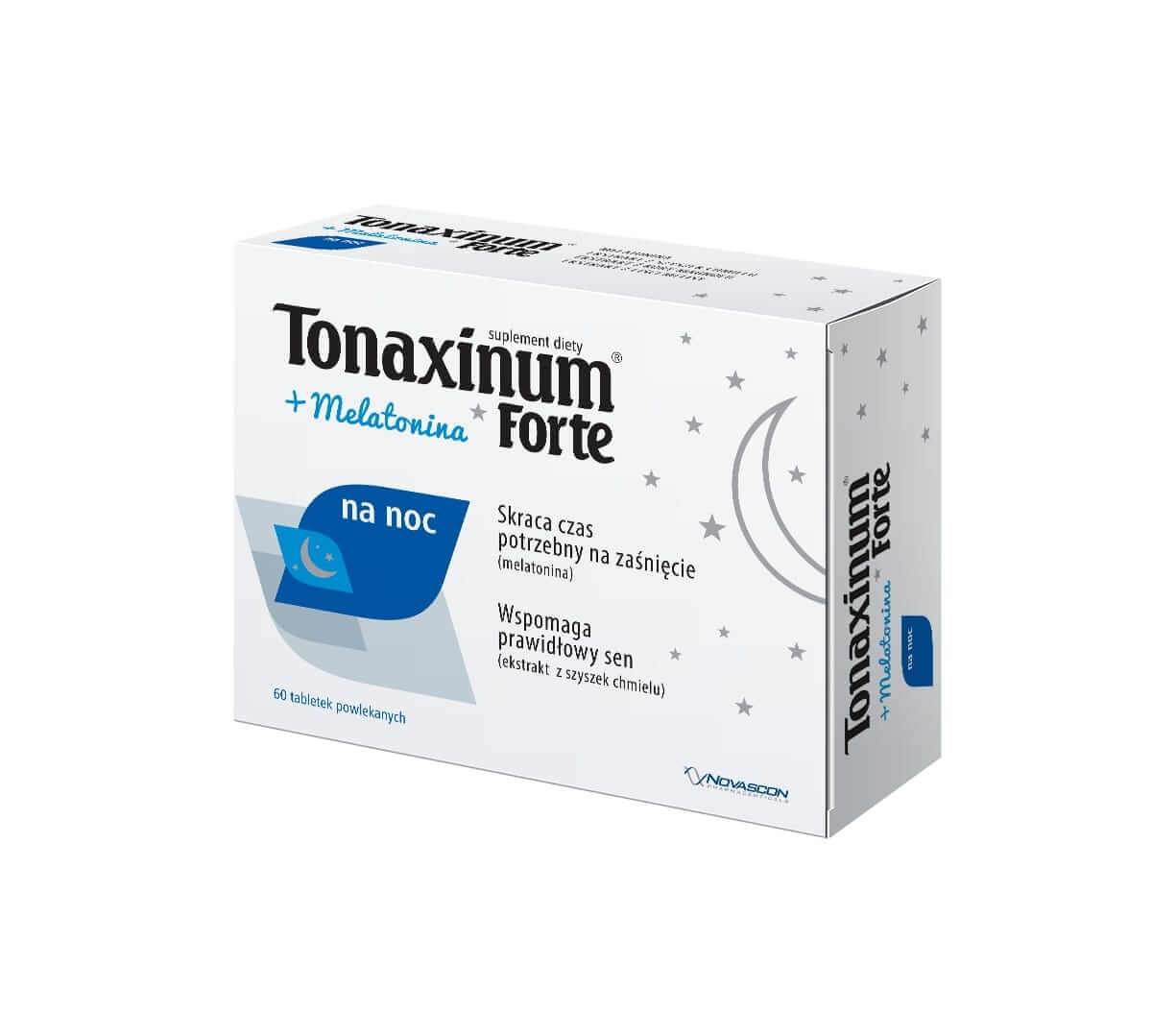 Tonaxinum Forte + Melatonina na noc , tabletki ze składnikami wspomagającymi prawidłowy sen, 60 szt.