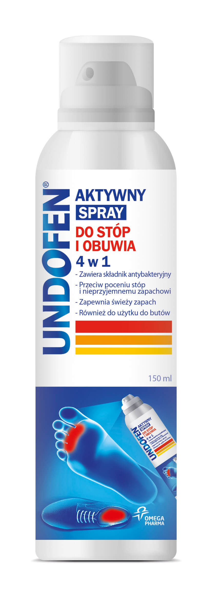 Undofen, aktywny spray do stóp i obuwia 4 w 1, 150 ml