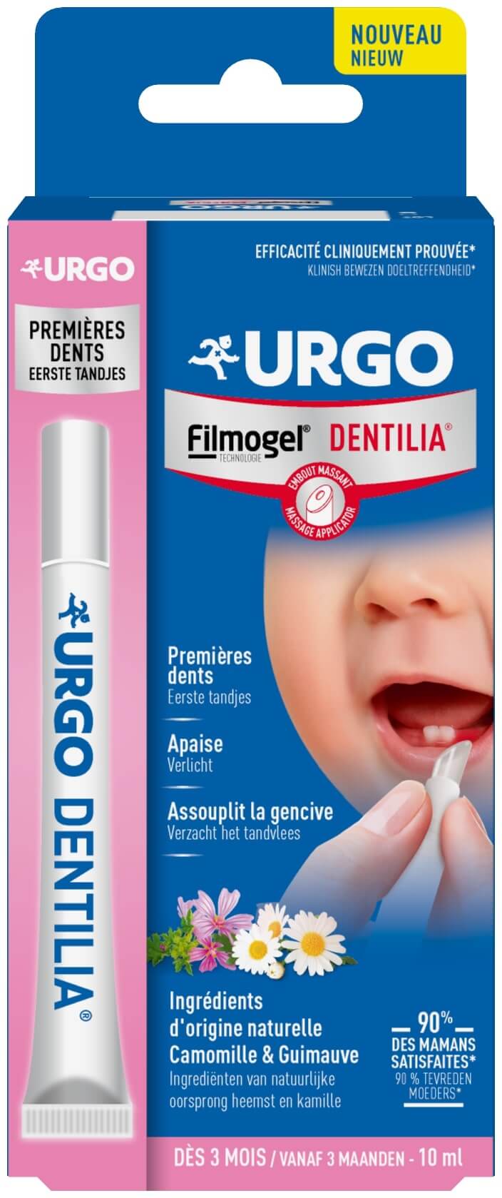 URGO Filmogel Dentilia, żel kojący i zmiękczający dziąsła niemowląt w okresie ząbkowania, 10 ml